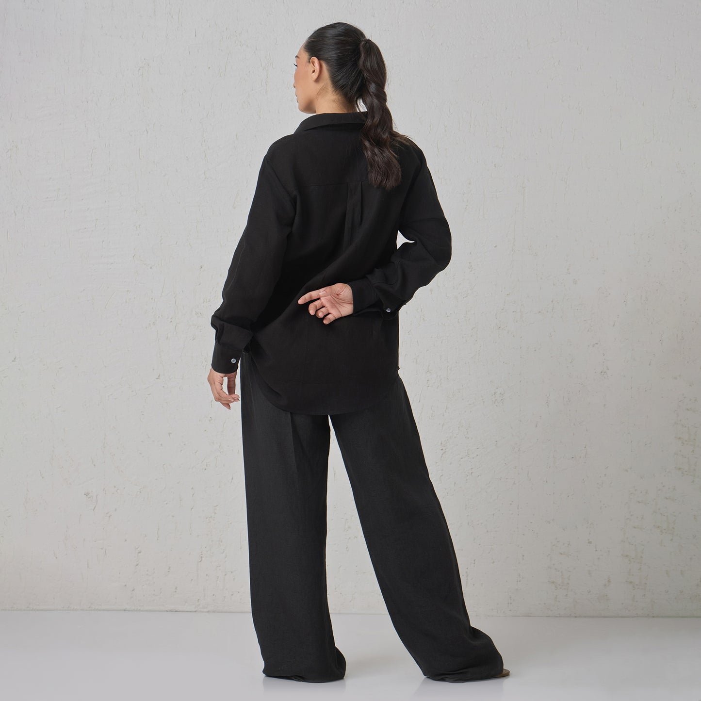 The Boyfriend Linen Co-Ord Set Black