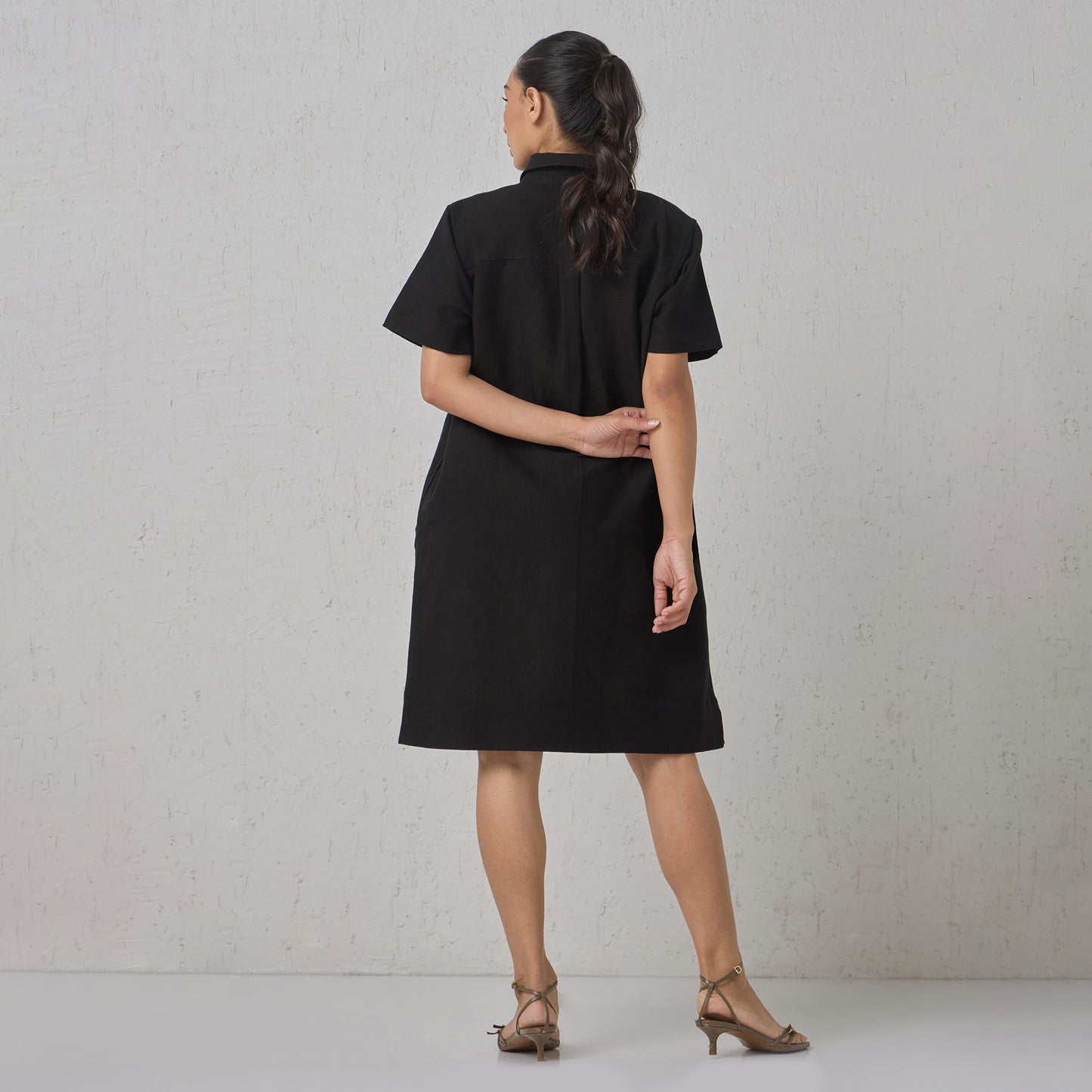 The Linen Shirt Dress Black