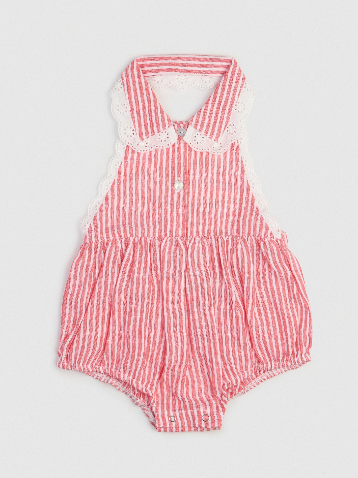 The Halter Romper Red & White Stripe