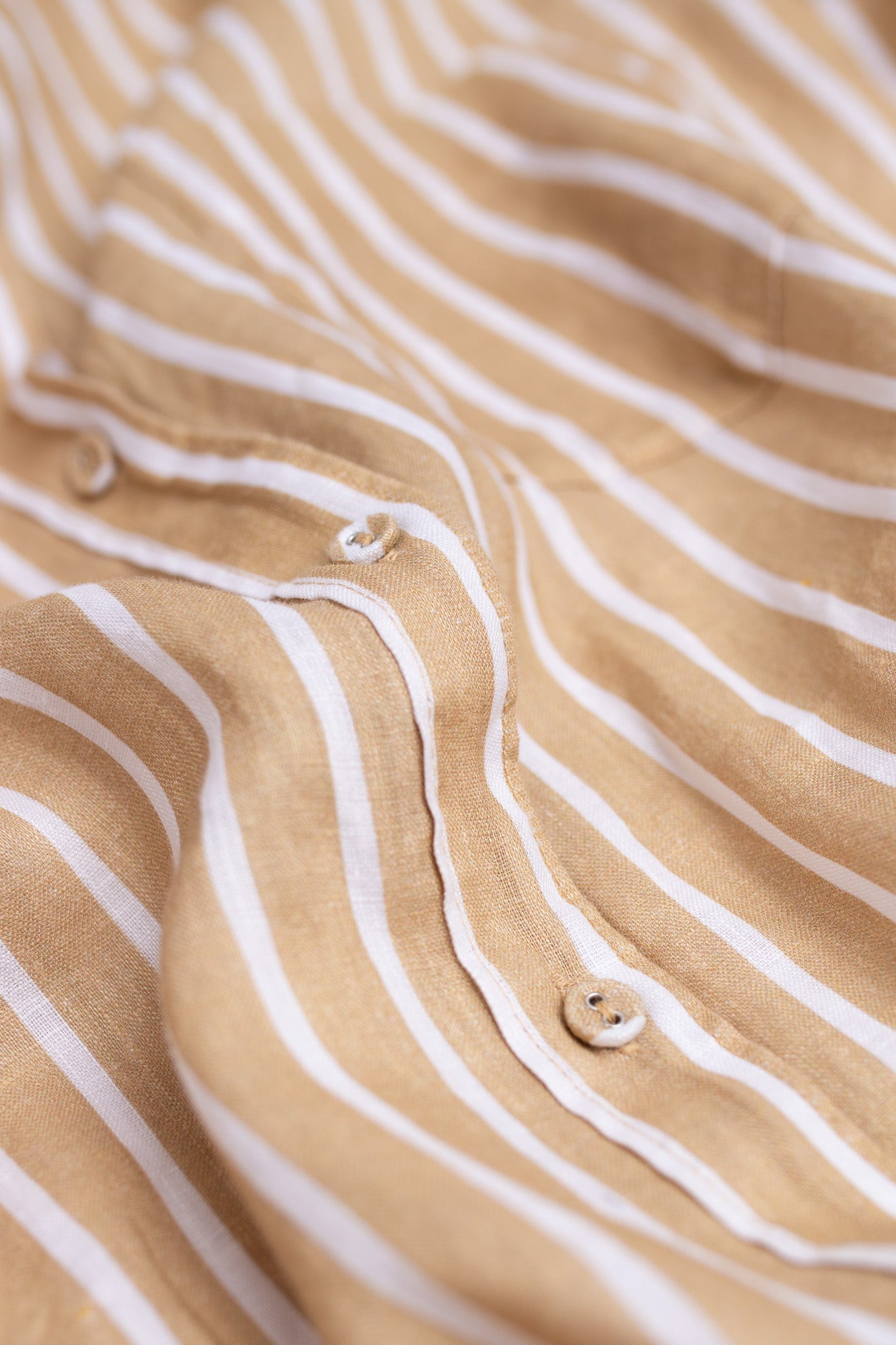 Iconic Tan Stripe Boyfriend Linen Shirt