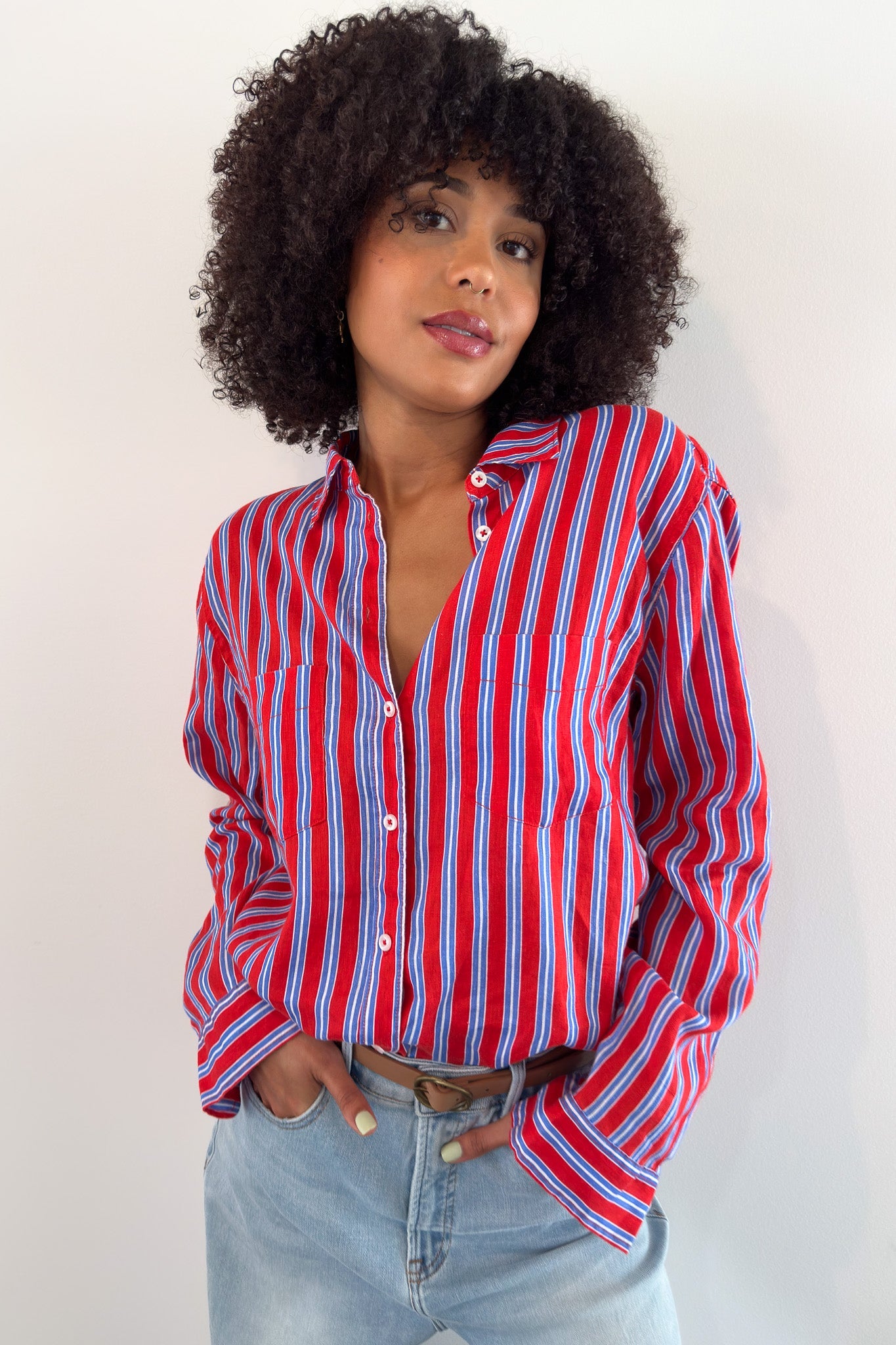 Montego Stripe Boyfriend Linen Shirt
