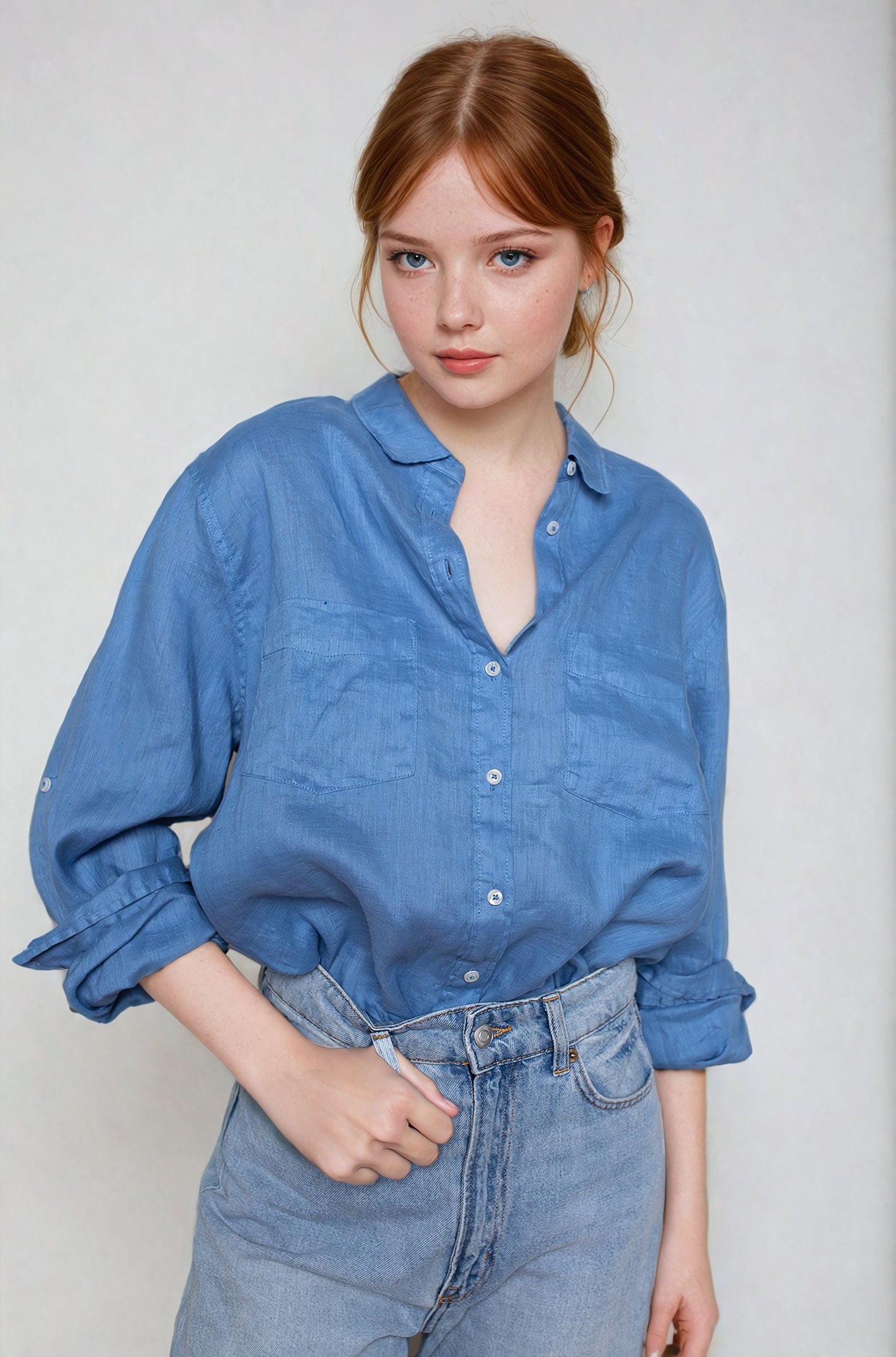 Periwinkle Boyfriend Linen Shirt