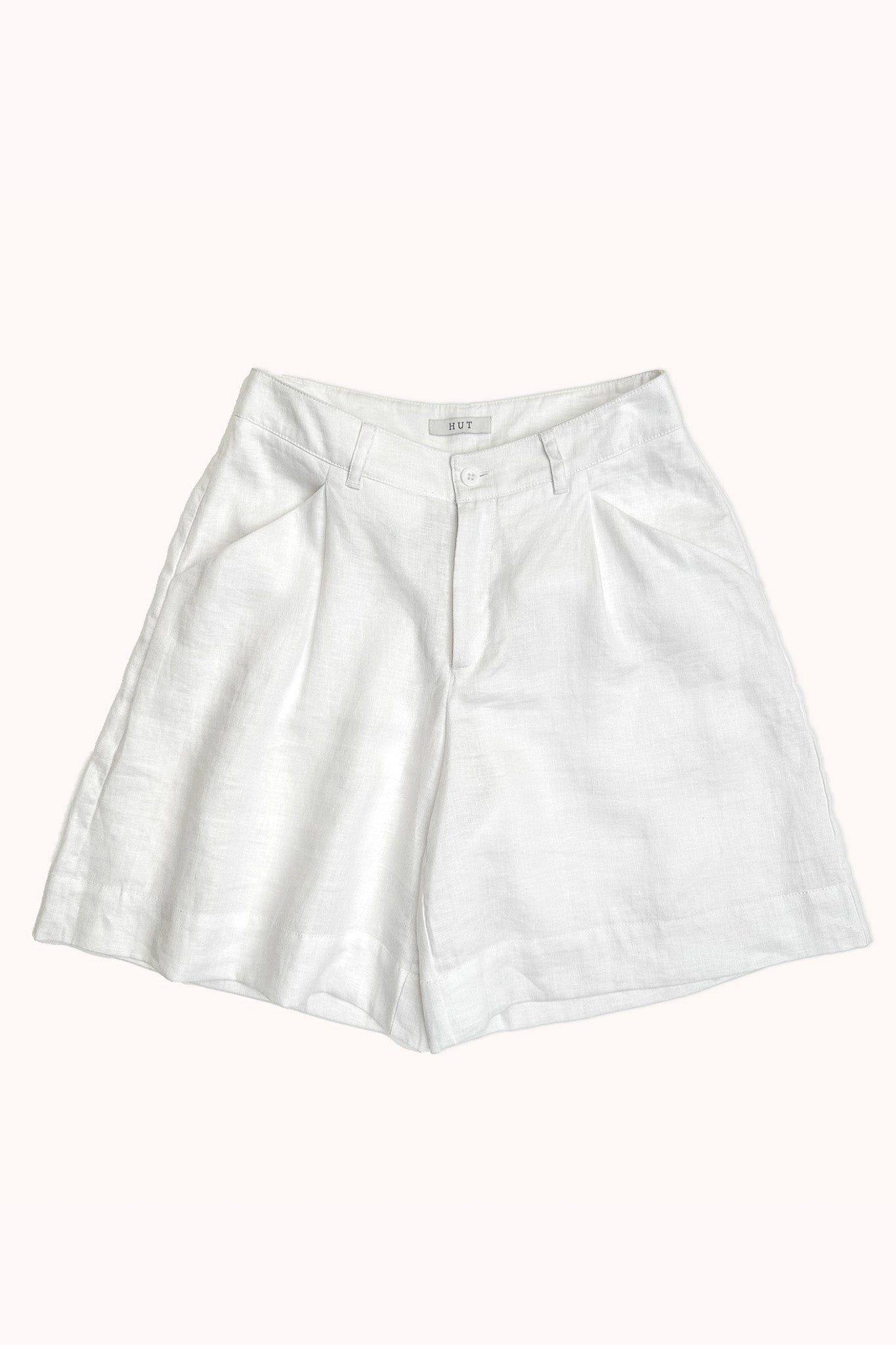 White Tailored Linen Short