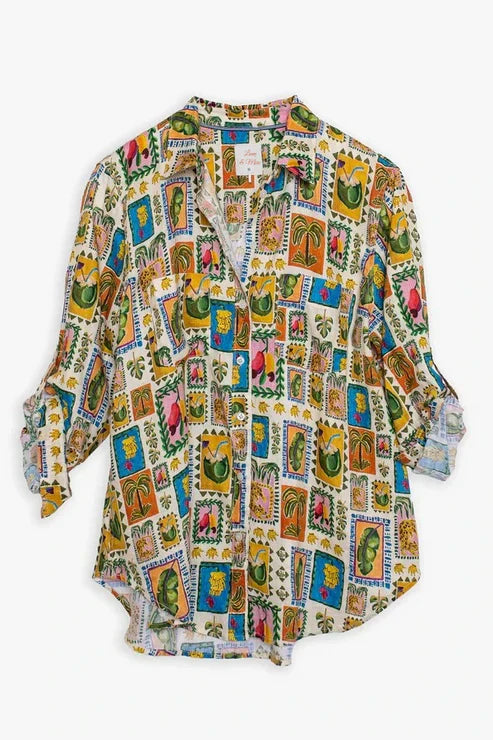Why our Post Card Printed Boyfriend Shirt is a Bestseller!