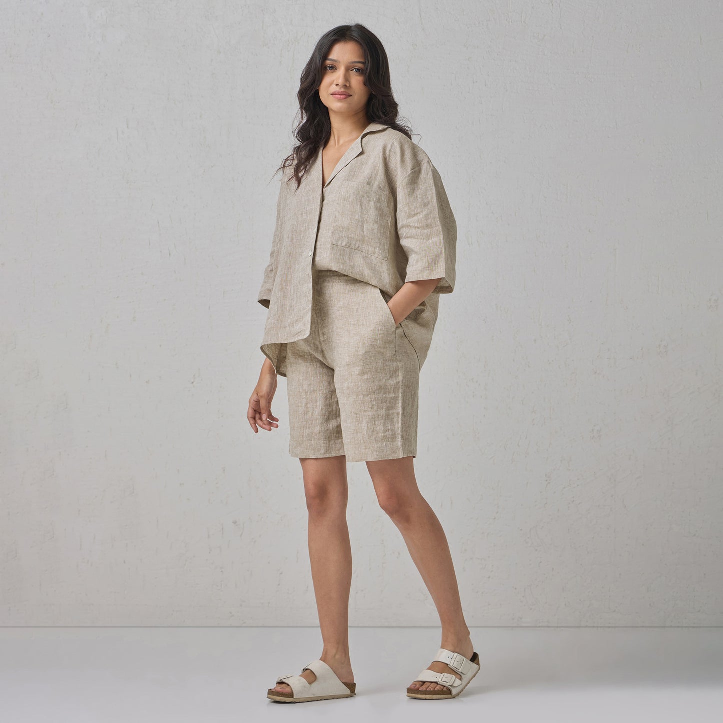 The Boxy Linen Co-Ord Set Natural