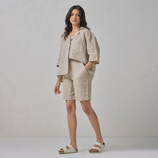 The Boxy Linen Co-Ord Set Natural