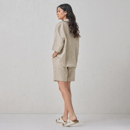 The Boxy Linen Co-Ord Set Natural