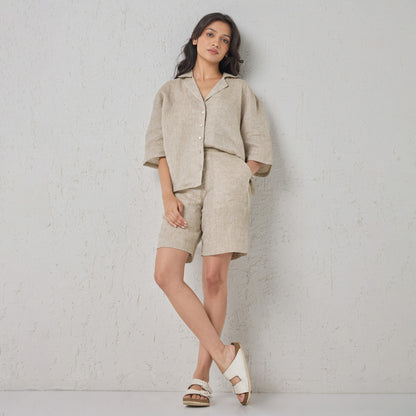 The Boxy Linen Co-Ord Set Natural