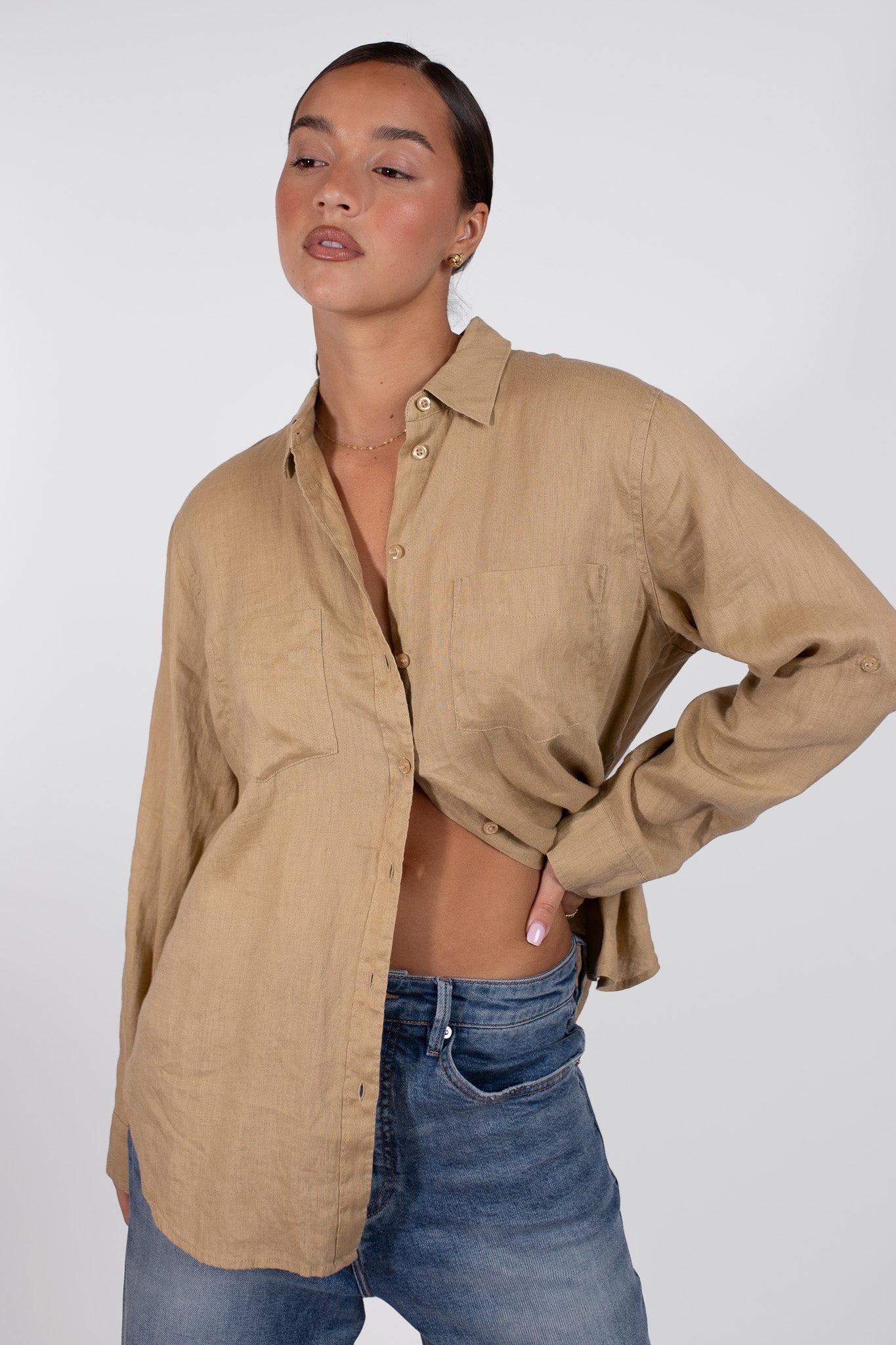 Croissant Boyfriend Linen Shirt