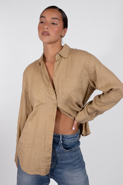 Croissant Boyfriend Linen Shirt