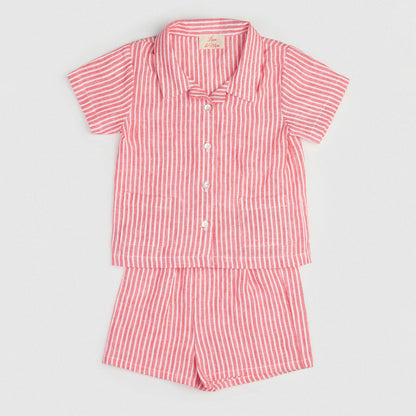 The Buttoned-Shirt Set Red & White Stripe