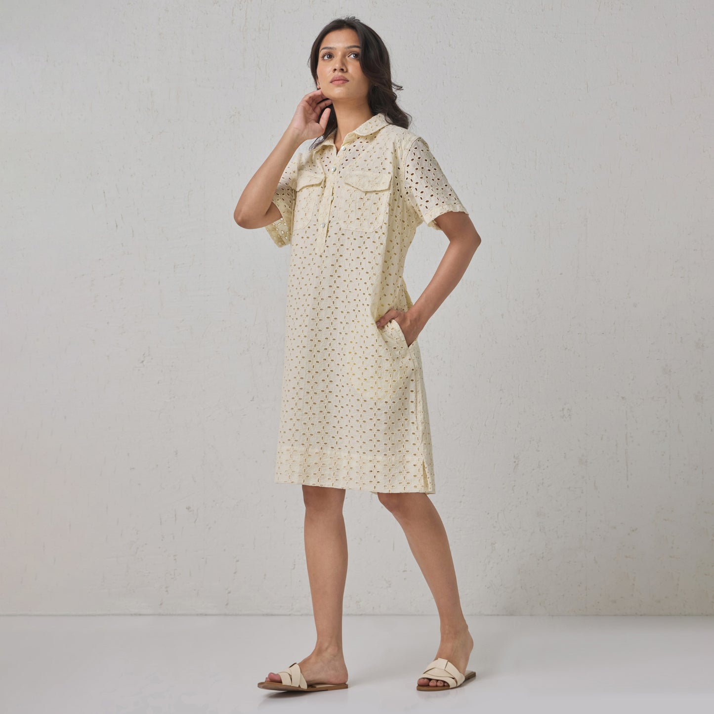 The Schiffli Shirt Dress Natural
