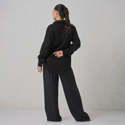 The Boyfriend Linen Co-Ord Set Black