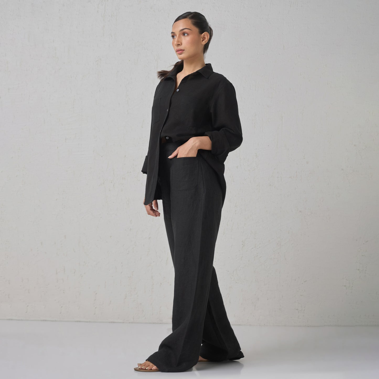 The Boyfriend Linen Co-Ord Set Black