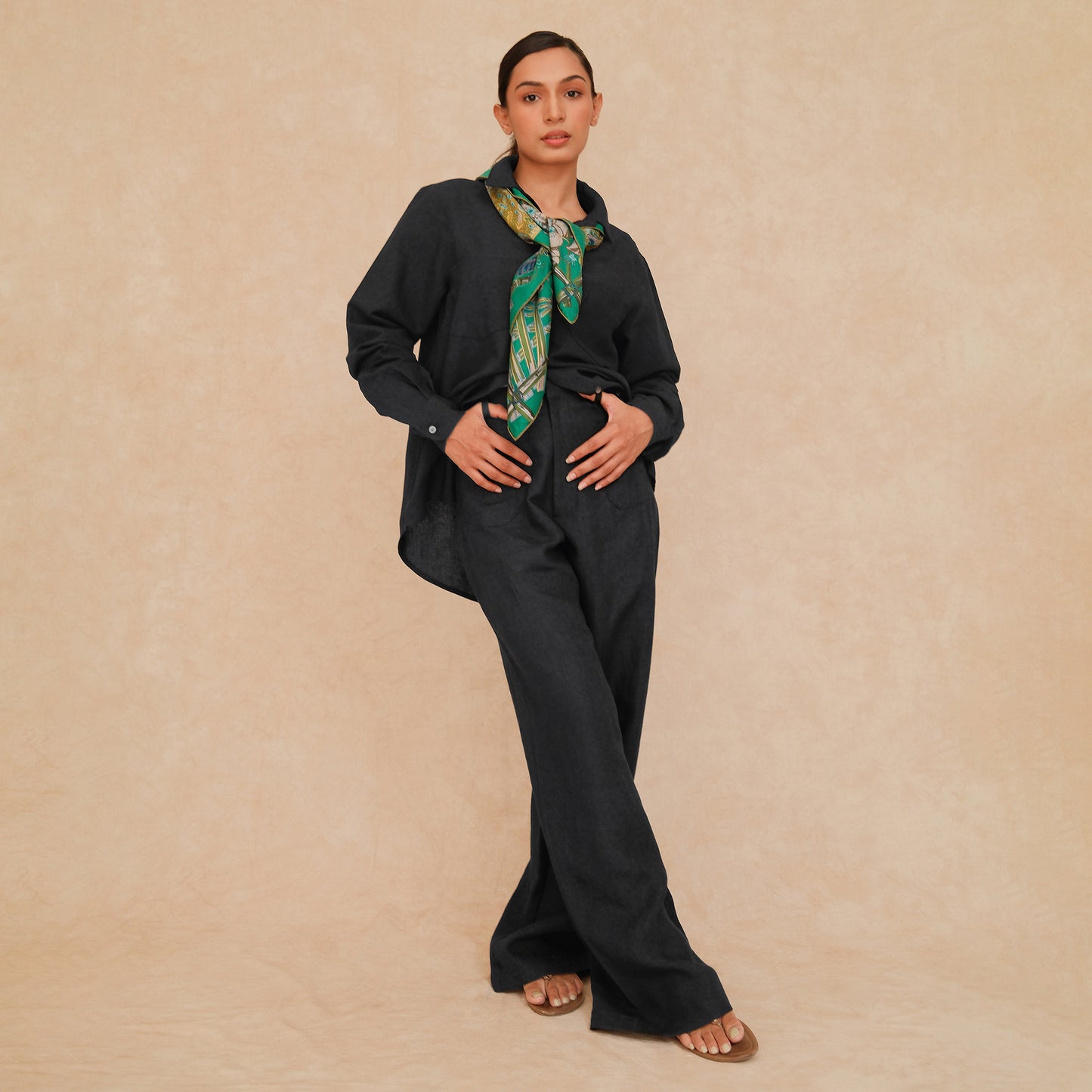 The Boyfriend Linen Co-Ord Set Black