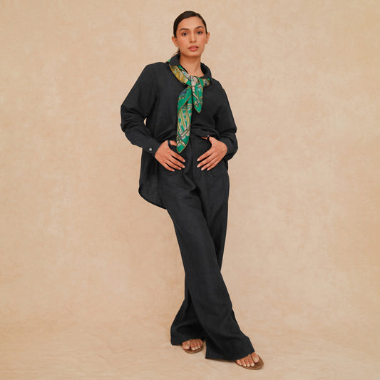 The Boyfriend Linen Co-Ord Set Black