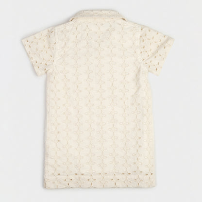 The Shirt Dress - Schiffli Cream