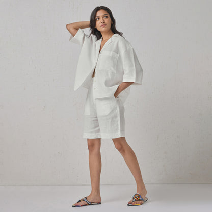 The Boxy Linen Co-Ord Set White
