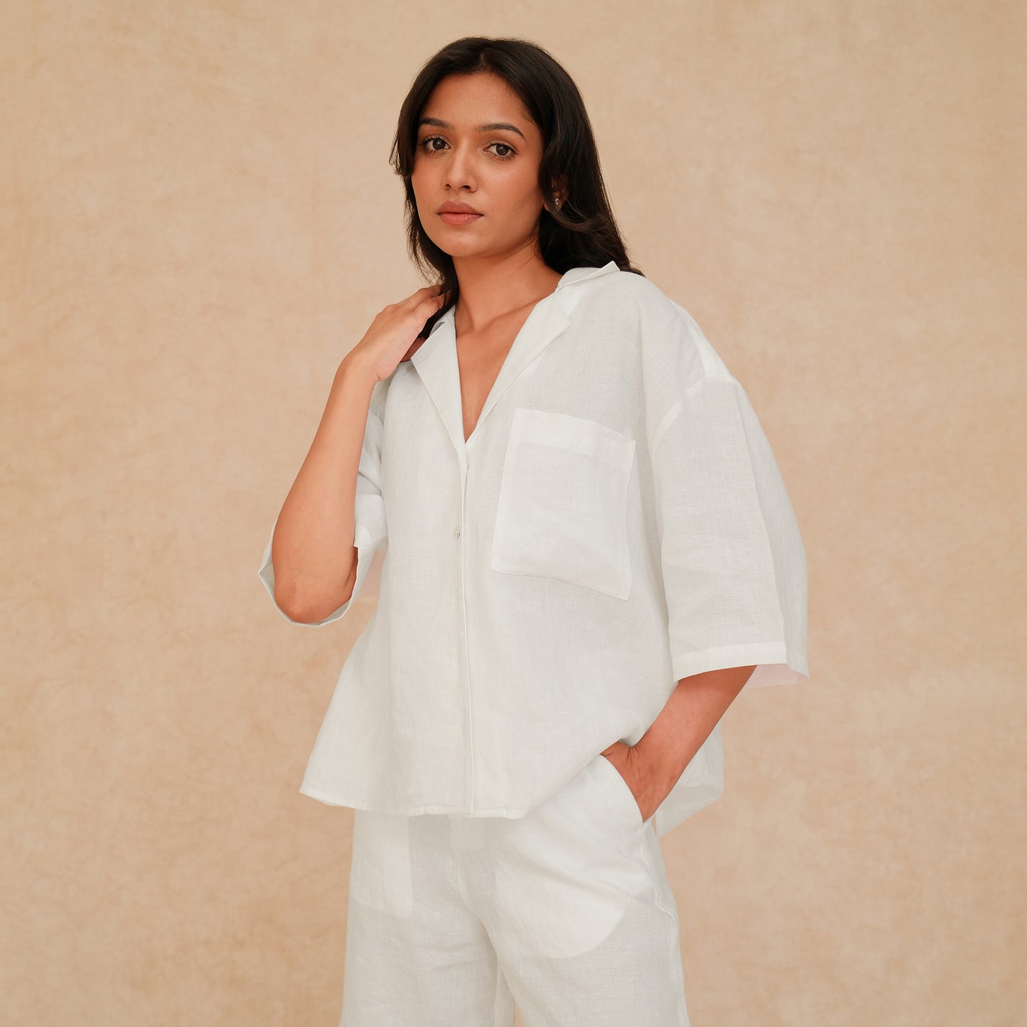 The Boxy Linen Co-Ord Set White
