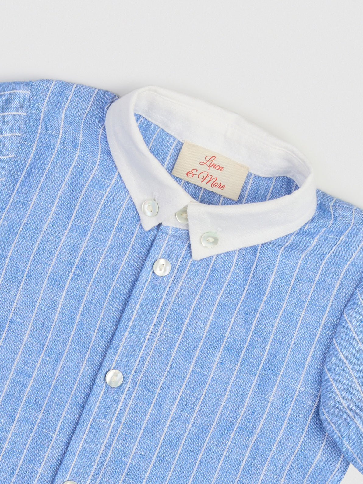 The Classic Shirt-Romper with Contrast Collar Blue & White Stripe