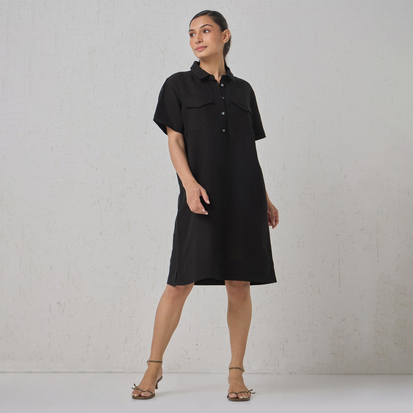 The Linen Shirt Dress Black