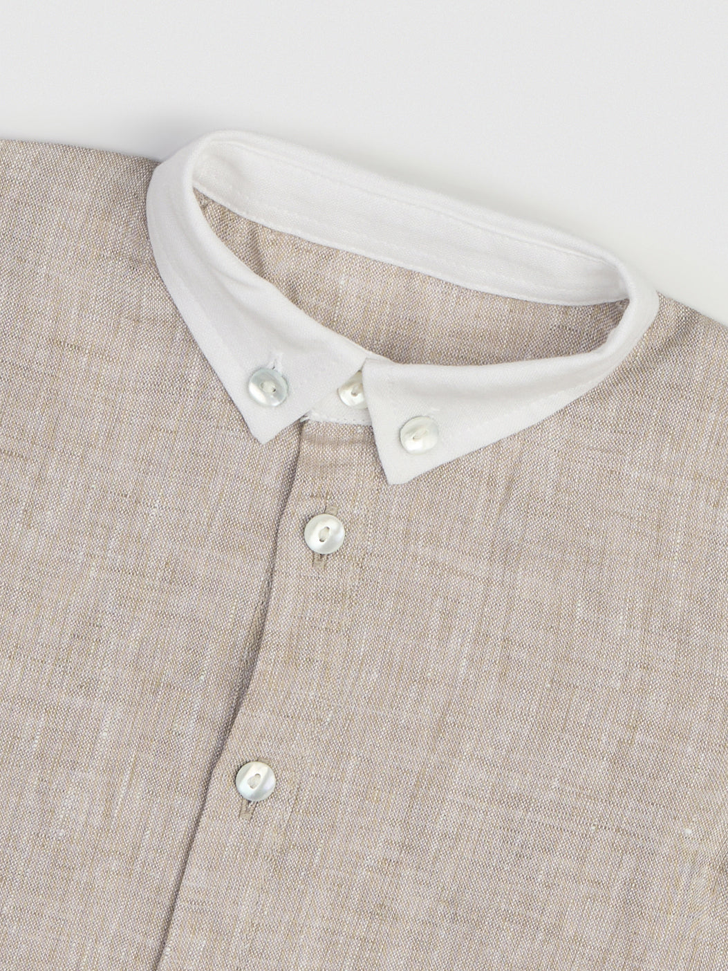 The Classic Shirt-Romper with Contrast Collar Natural