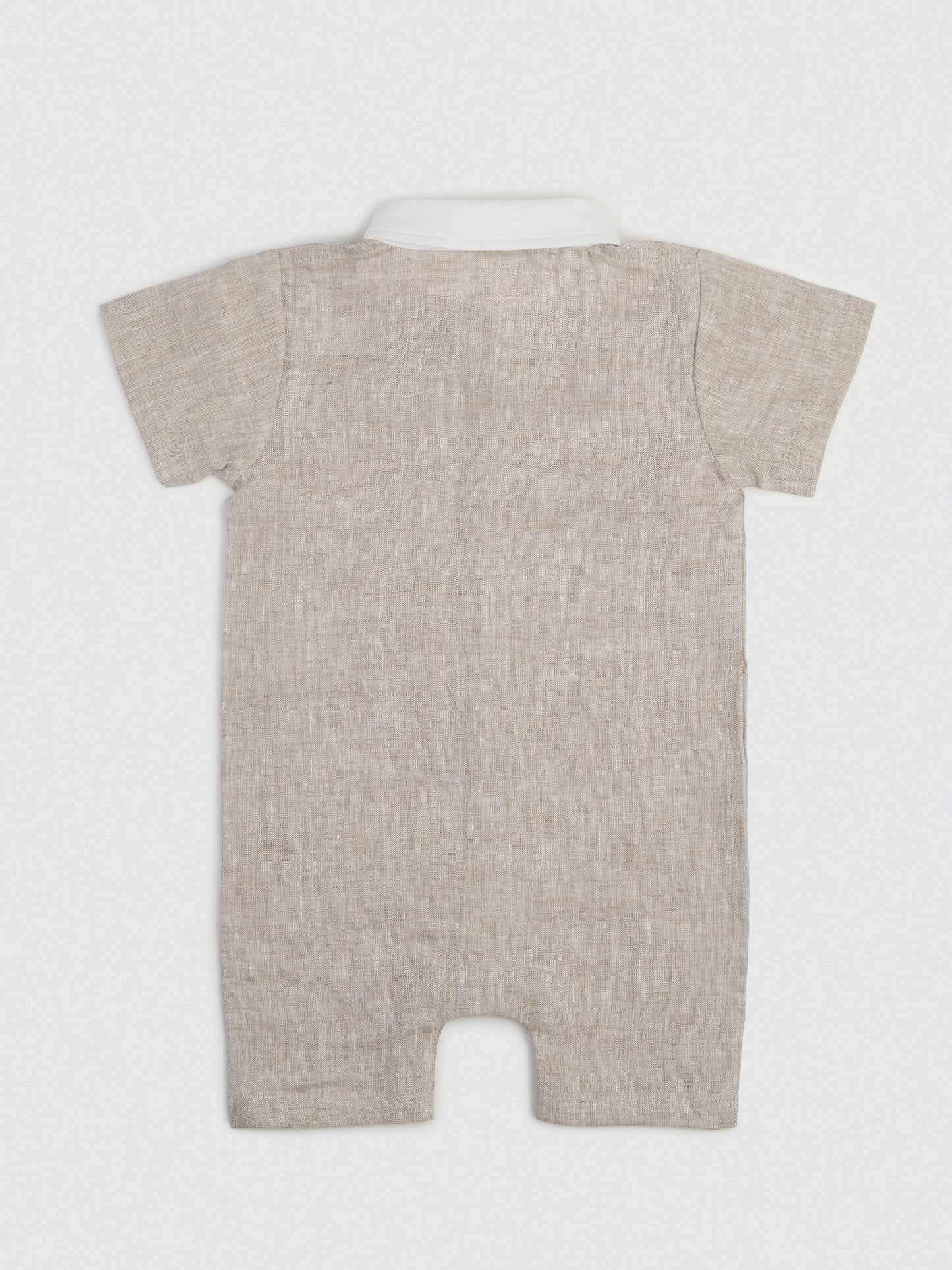 The Classic Shirt-Romper with Contrast Collar Natural