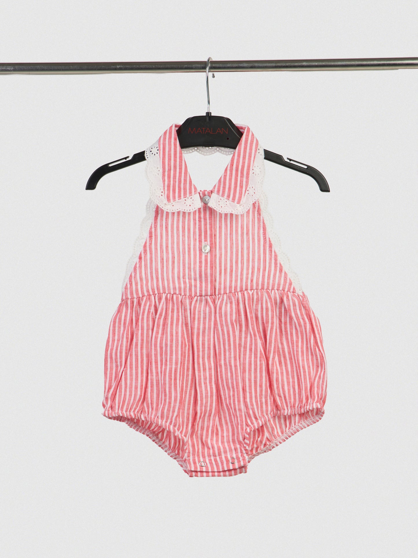 The Halter Romper Red & White Stripe
