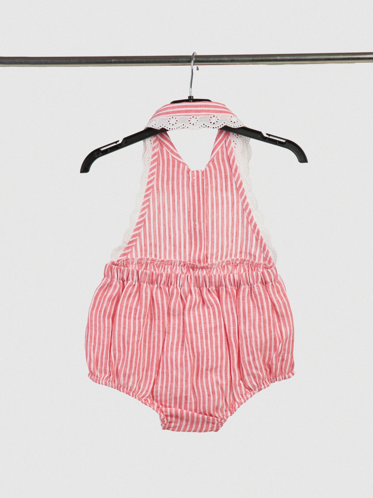 The Halter Romper Red & White Stripe