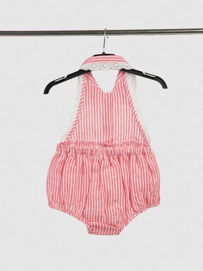 The Halter Romper Red & White Stripe