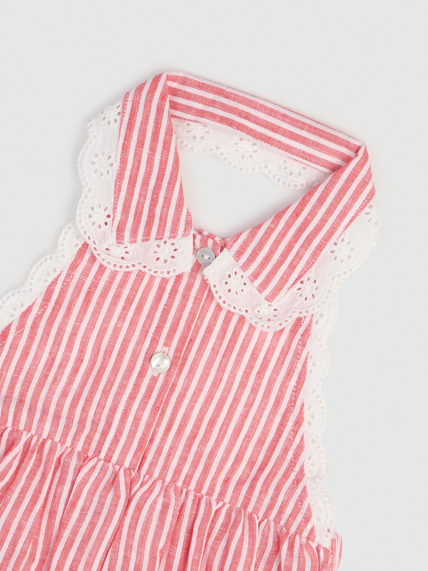 The Halter Romper Red & White Stripe