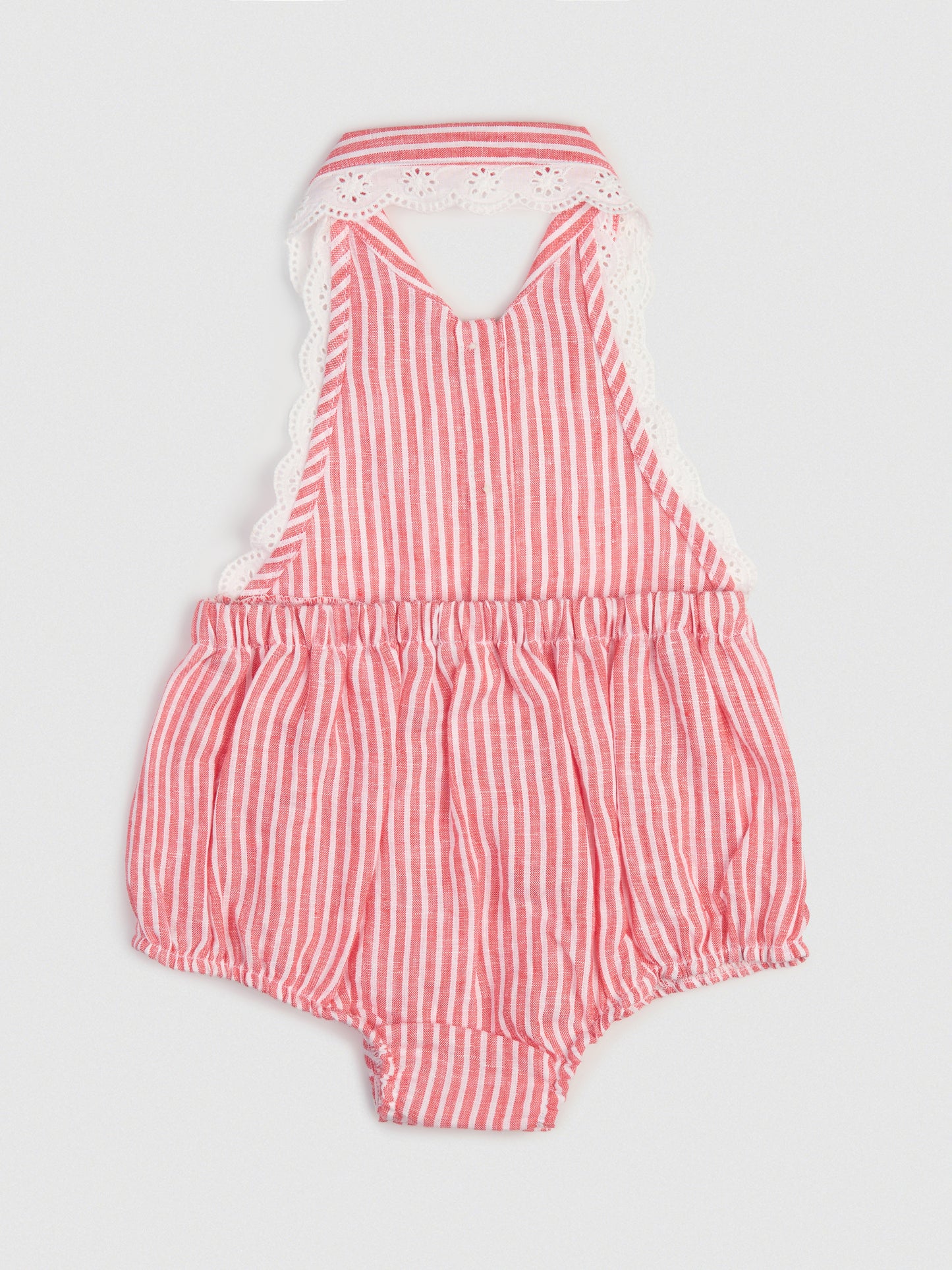 The Halter Romper Red & White Stripe
