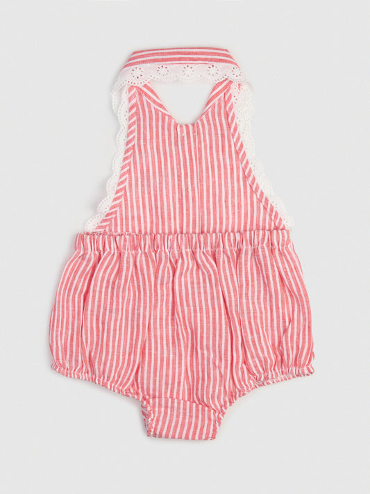 The Halter Romper Red & White Stripe