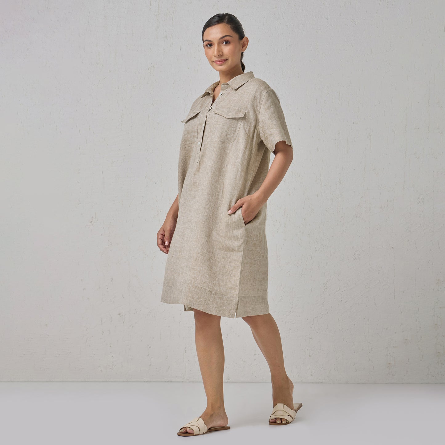 The Linen Shirt Dress Natural