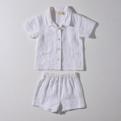 The Buttoned-Shirt Set White