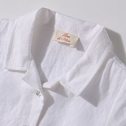 The Buttoned-Shirt Set White