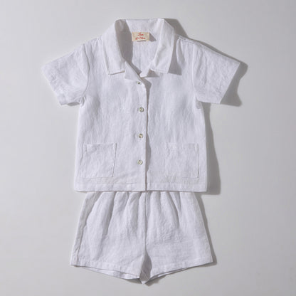The Buttoned-Shirt Set White