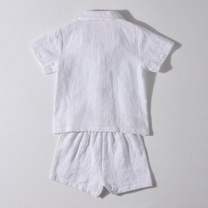 The Buttoned-Shirt Set White