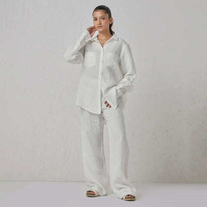 The Boyfriend Linen Co-Ord Set White