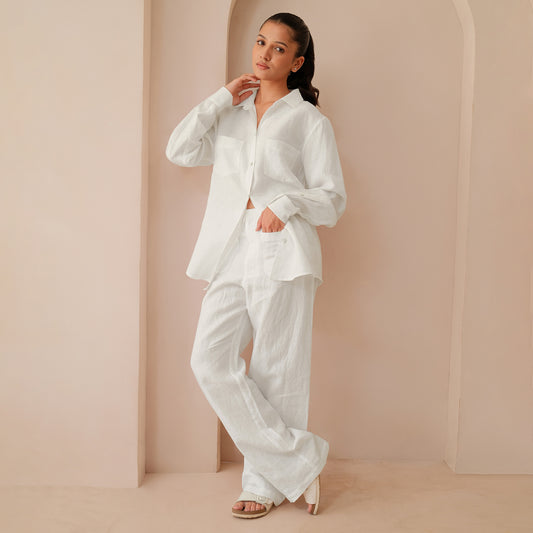 The Boyfriend Linen Co-Ord Set White