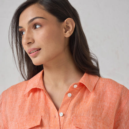 The Linen Shirt Dress Orange