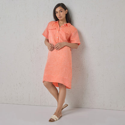 The Linen Shirt Dress Orange
