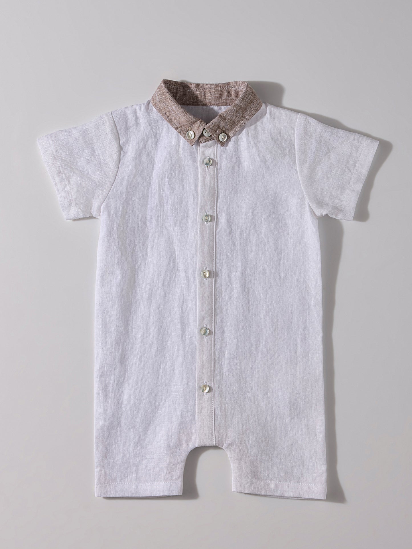 The Classic Shirt-Romper with Contrast Collar White