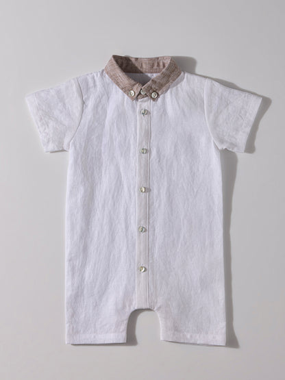 The Classic Shirt-Romper with Contrast Collar White