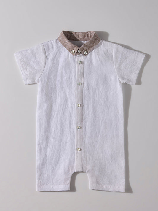 The Classic Shirt-Romper with Contrast Collar White