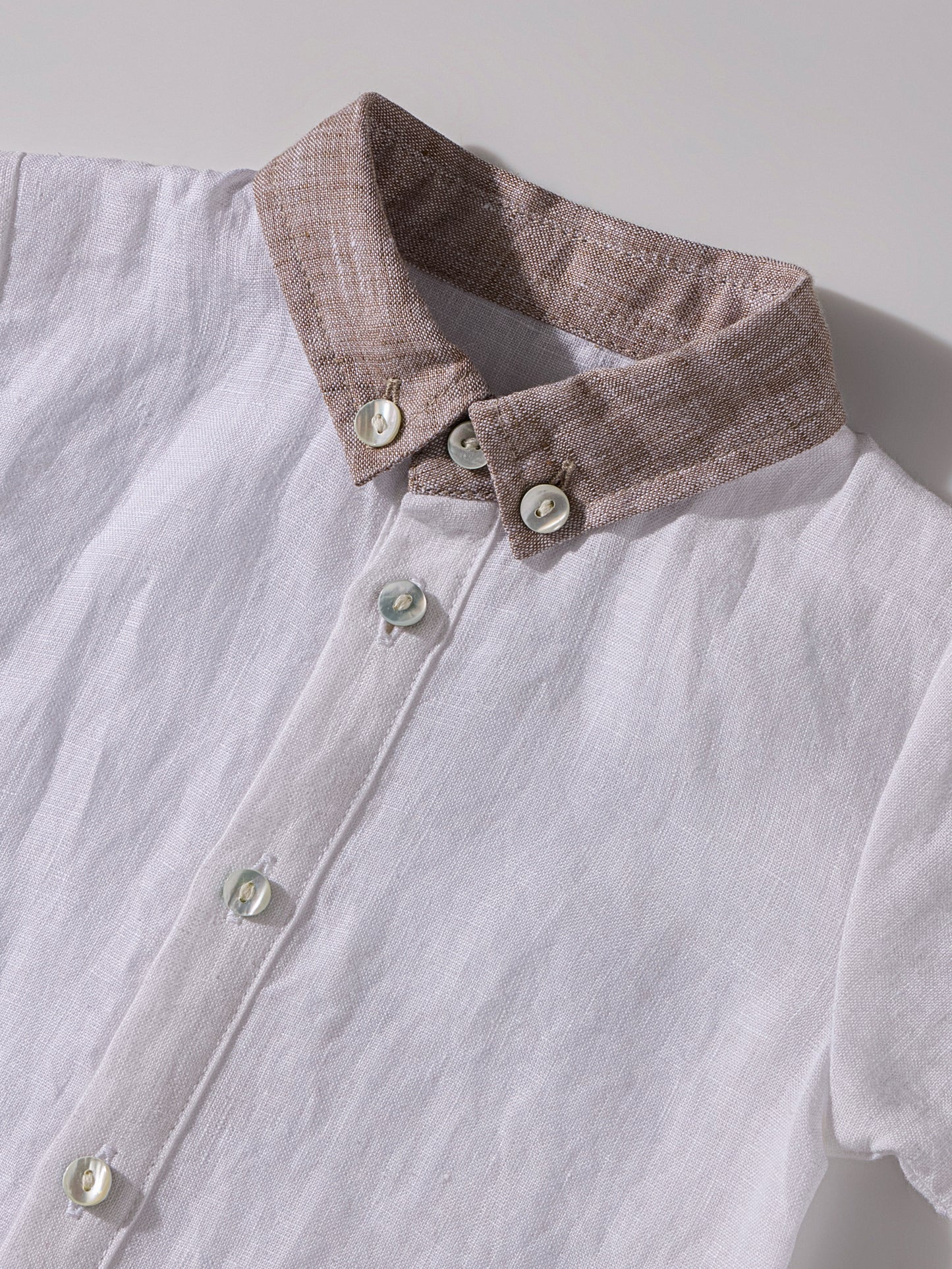The Classic Shirt-Romper with Contrast Collar White