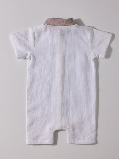 The Classic Shirt-Romper with Contrast Collar White