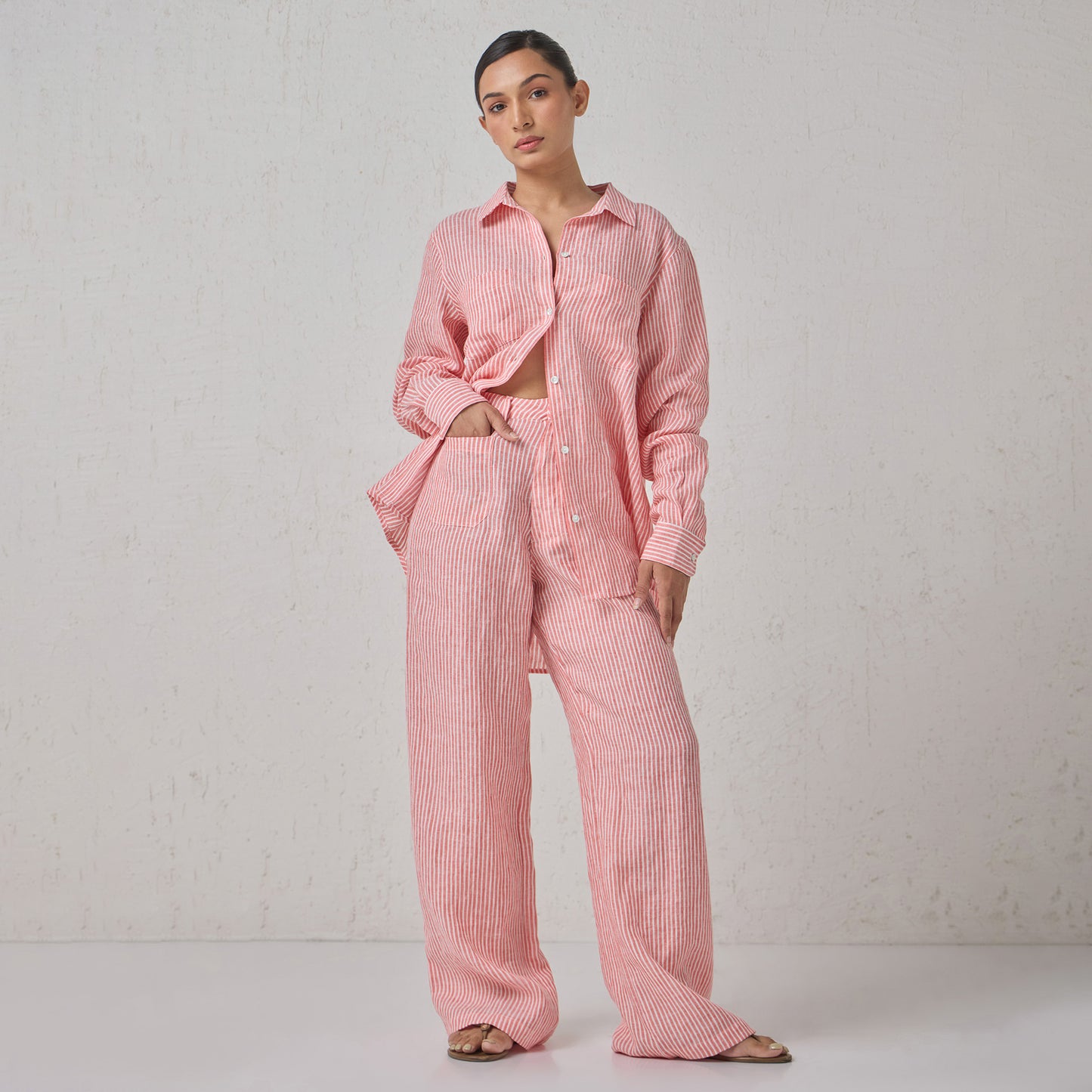 The Classic Linen Pants Red & White Stripe