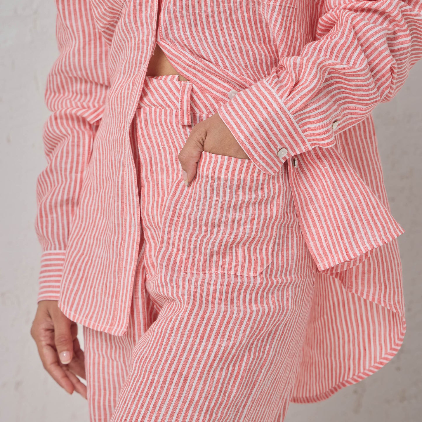 The Classic Linen Pants Red & White Stripe