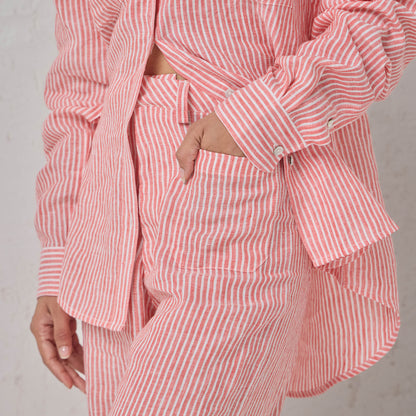 The Classic Linen Pants Red & White Stripe